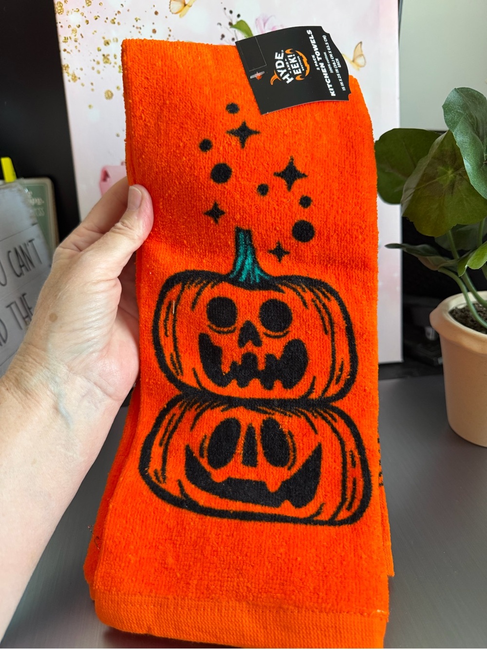 Hyde and Eek! Boutique Orange Halloween Kitchen Towels - 2 Pack